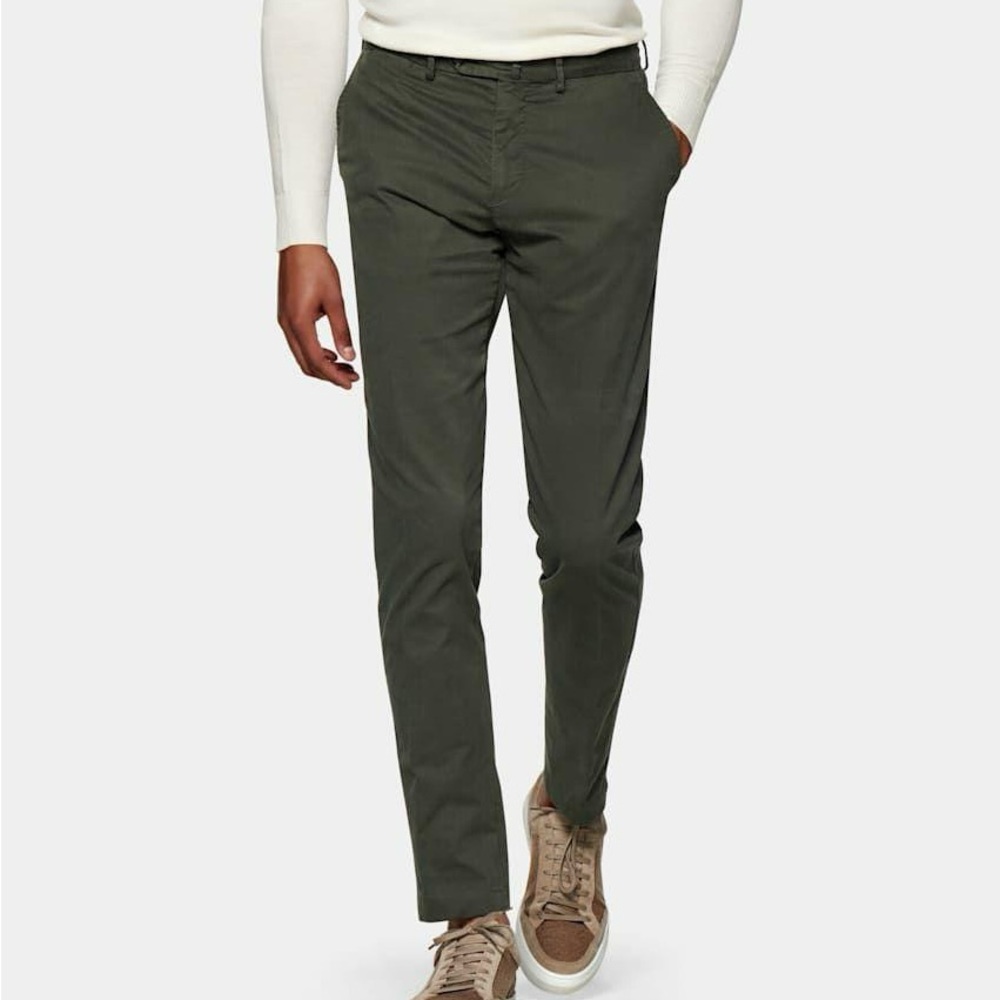 Suitsupply Olive Green Slim Chino Pants